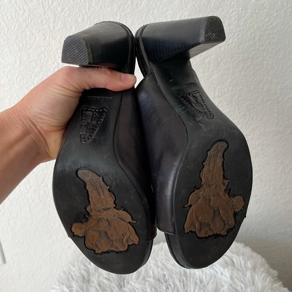 BORN LEATHER CLOGS PEEPTOE HEELS 7 - Picture 7 of 7